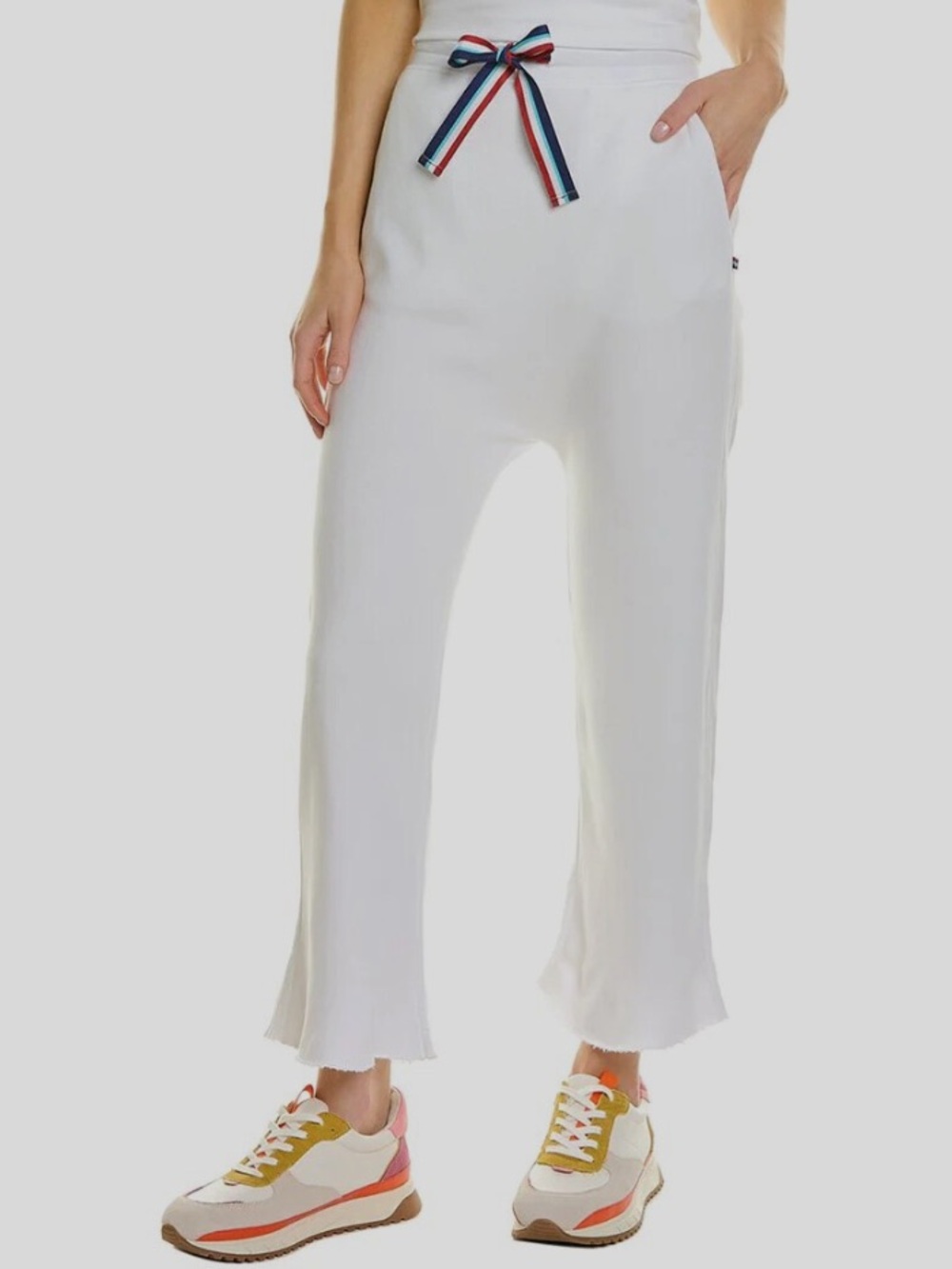 Sol Angeles Women's White Americana Harem cotton loungewear Sweat Pants Size S